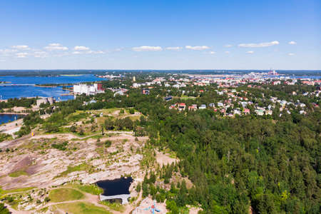 Aerial panoramic view of island Kotkansaari in Kotka, Finlandの写真素材