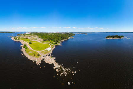 Aerial summer view of Katariina Seaside Park, Kotka, Finlandの写真素材