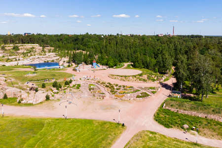 Kotka, Finland - 22 June 2020: Aerial summer view of Katariina Seaside Park.のeditorial素材