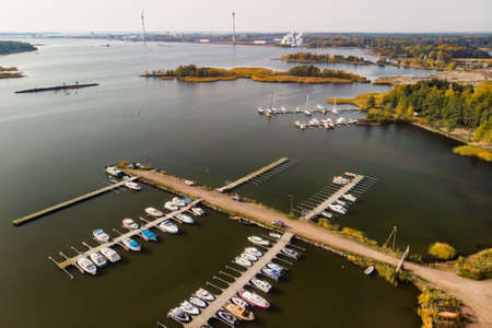 Aerial autumn view of Hamina city, Finland.の写真素材