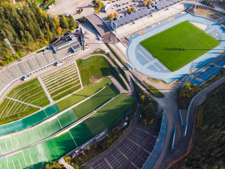 Aerial view of Lahti sports center with stadiumsの写真素材