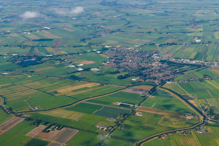 Aerial view from plane to Holland. Flight from Helsinki to Amsterdam.