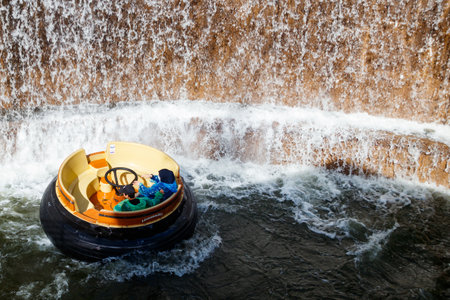 Helsinki, Finland - 23 July 2021: Water ride Hurjakuru in the amusement park Linnanmakiのeditorial素材