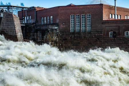 Hydroelectric power generation plant and Ankkapurha Industrial Museum at Kymijoki river, Finland.のeditorial素材