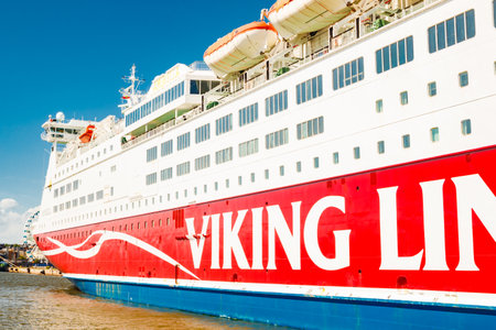 Helsinki, Finland - 12 June 2022: The ferry Viking Line in port of Helsinki.のeditorial素材