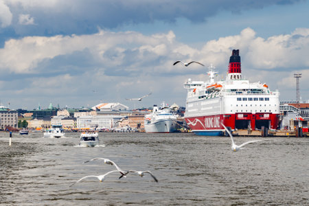 Helsinki, Finland - 12 June 2022: The ferry Viking Line in port of Helsinki.のeditorial素材