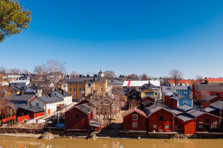 Beautiful panoramic view of old town of Porvooの写真素材