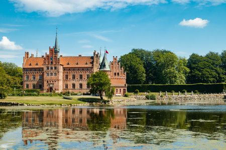 Egeskov castle on Funen island in Denmarkの写真素材