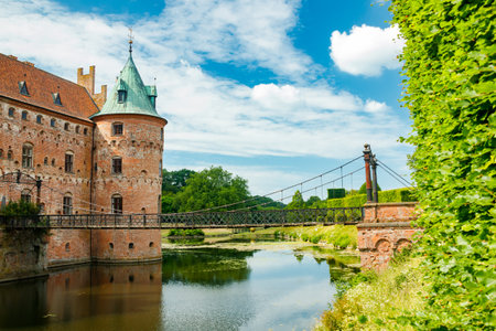 Egeskov castle on Funen island in Denmarkの写真素材