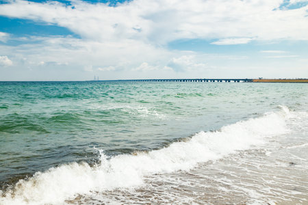 The great belt bridge, Storebelt in Denmark, connecting Zealand with Funen.の写真素材