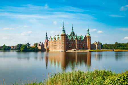 View of Frederiksborg castle in Hillerod, Denmarkの写真素材