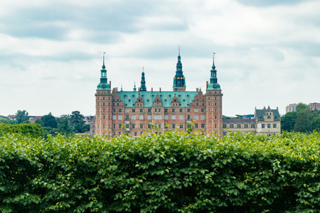 View of Frederiksborg castle with park in Hillerod, Denmarkの写真素材