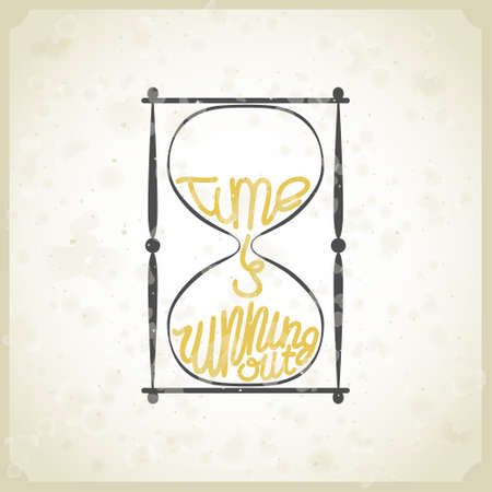 Vintage typography poster with hourglass and with the lettering "time is running out"のイラスト素材