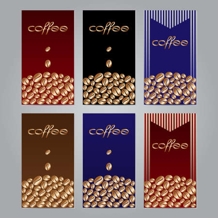 Set of 6 coffee cards. EPS8 vectorのイラスト素材