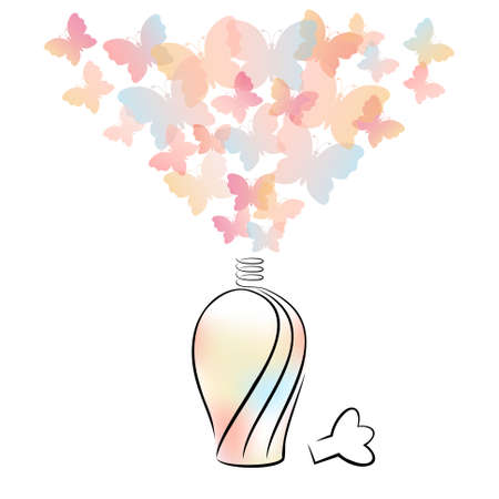 Perfume bottle with butterfliesのイラスト素材