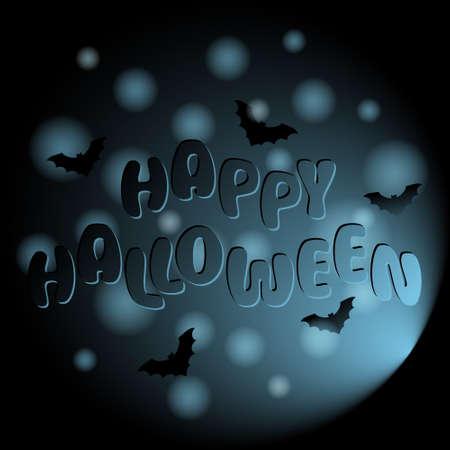 Happy Halloween vector background with  lettering and bats.のイラスト素材