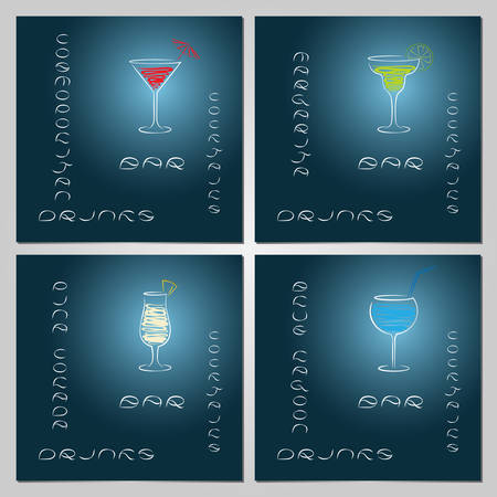 Set of design template for cocktail bar business cards.のイラスト素材