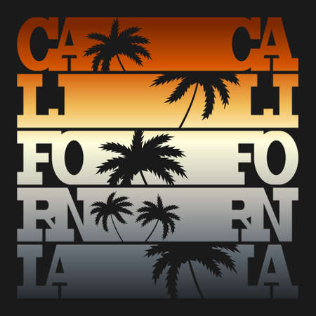 California Typography Graphics. Concept in vintage style for print production. T-shirt fashion Design. Template for poster, print, banner, flyer.のイラスト素材