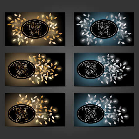 Collection of vintage cards with floral decoration on black background. Typographic template for your text. Can be used for wedding invitation, Save The Date, Valentine's Day, birthday cards, congratulations, gift cards.のイラスト素材