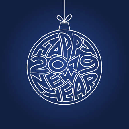 Happy New Year background with christmas ball. Greeting card or invitation design template. Vintage concept for print production.のイラスト素材