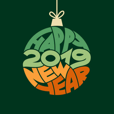 Happy New Year background with christmas ball. Greeting card or invitation design template. Vintage concept for print production.のイラスト素材