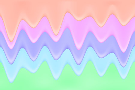 Realistic liquid paint in candy colors. 3d rendering. Horizontal background in colorful bright fluid.のイラスト素材