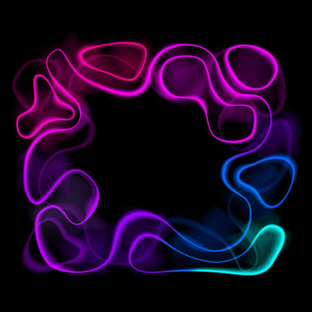 Neon frame with smoke effect. Abstract background with electric stains.のイラスト素材