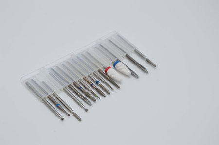 Manicure and pedicure tools. A set of cutters of different sizes in a stand container for hardware...