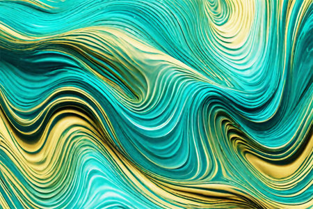 Turquoise and white smooth curved lines, stripes, waves. Beautiful color transition. Abstract background.の素材