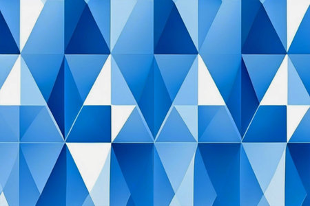 Geometric pattern with a gradient transition of blue and white, rhombuses and triangles. Abstract background.の素材