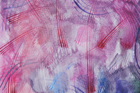 Watercolor abstract stripes, pink and purple strokes, hand-painted. Abstract brushstroke pattern.の写真素材