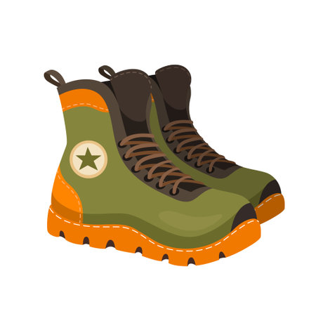 Stylish travel boots in cartoon style isolated on white backgroundのイラスト素材