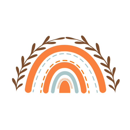 Vector illustration of cute decorative boho rainbow isolated on a white backgroundのイラスト素材