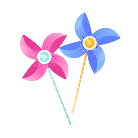 Vector colorful windmill toys for boys and girls.のイラスト素材