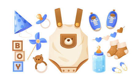 Baby boy elements setのイラスト素材