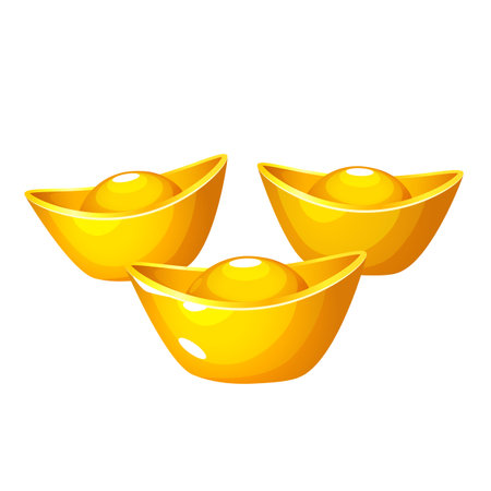 Chinese gold ingots, symbol of wealth and money.のイラスト素材