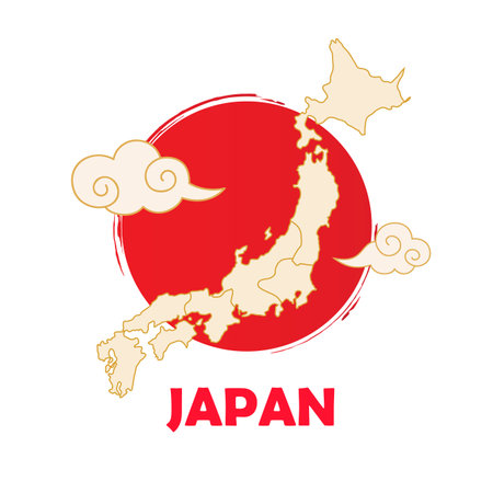 Welcome to Japan national Japanese map with letteringのイラスト素材