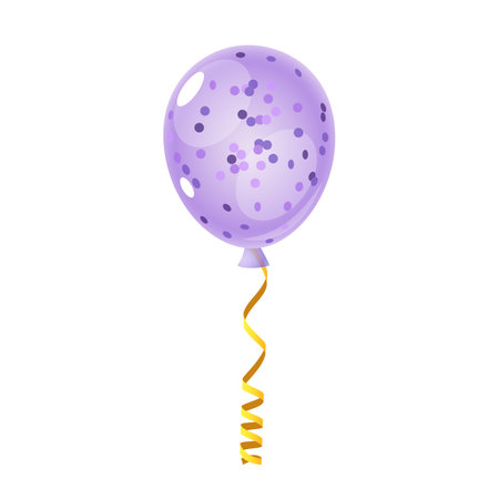 Helium balloon with sparkles and golden ribbon.のイラスト素材