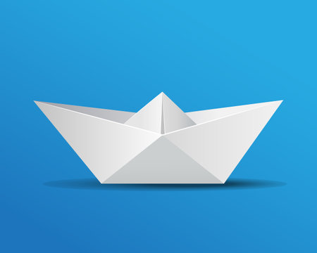 Realistic paper boat isolated on dark backgroundのイラスト素材