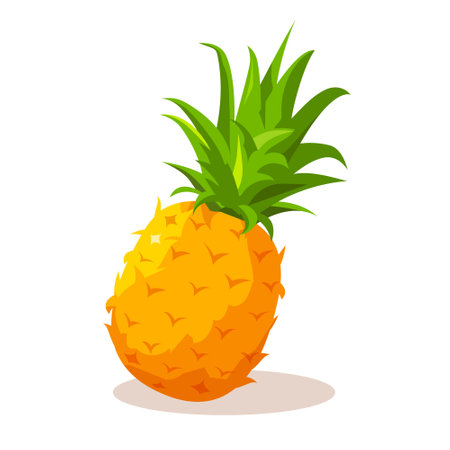 Illustration of pineapple fruit in cartoon style isolated on white backgroundのイラスト素材