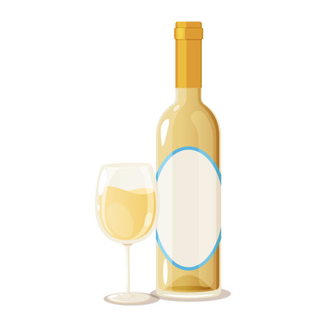 Bottle with the glass of white wineのイラスト素材