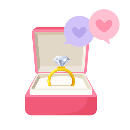 Diamond ring in gift box for wedding or engagement isolated on white background.のイラスト素材