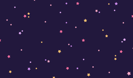 Dark purple background with colorful stars.のイラスト素材