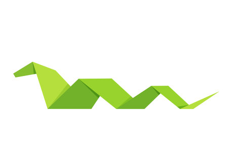 Japanese origami paper snake isolated on white background.のイラスト素材