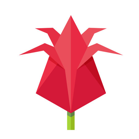 Japanese origami paper rose isolated on white background.のイラスト素材