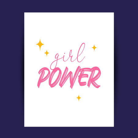Girl power lettering on white paper with sparkles.のイラスト素材