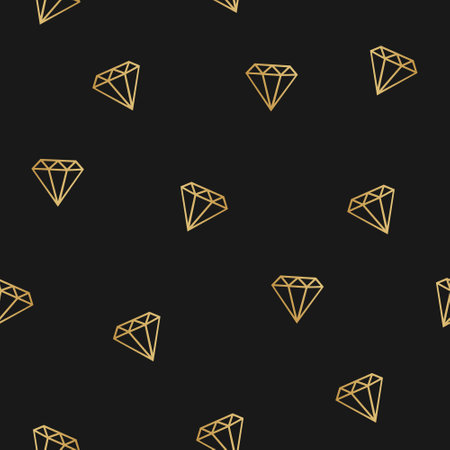 Decorative seamless pattern with line golden diamonds on dark background.のイラスト素材