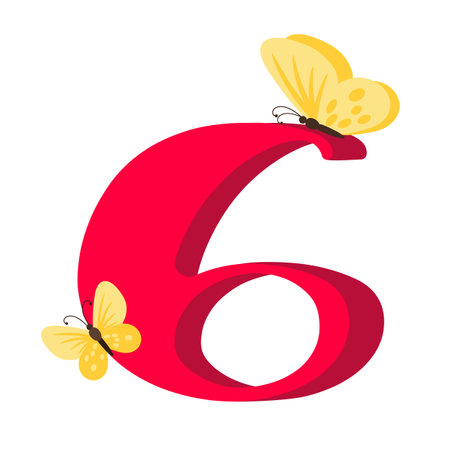 Cute colorful number design. Good design element for greeting cards, kid's illustrations, invitations, birthday cakes etc.のイラスト素材