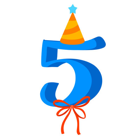 Cute colorful number design. Good design element for greeting cards, kid's illustrations, invitations, birthday cakes etc.のイラスト素材