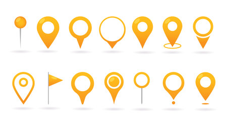 Set of map pointers on a white backgroundのイラスト素材